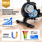 Rameur Musculation d'Appartement, Rameur à Double Rails, App et Écran LED