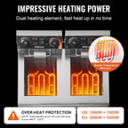 Friteuse Électrique Commerciale 11L x 2 Cuves 3000W x 2 Friteuse à Huile en Inox avec 2 Paniers