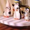 Figurine de pingouin en bois fait main, décoration d'étagère artisanale