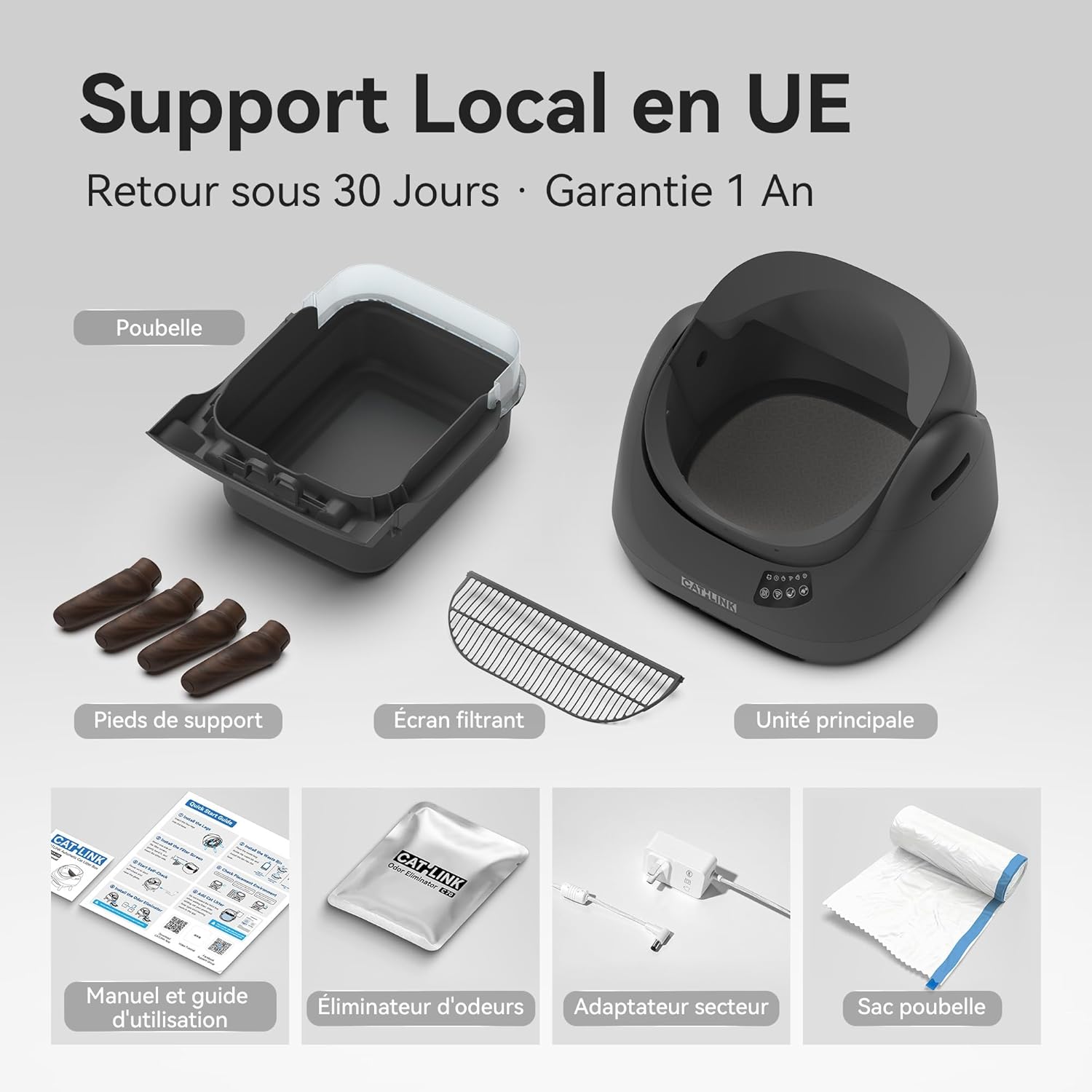 Litière Autonettoyante pour Chat, Avec Dessus Ouvert, Connexion 5 GHz, Grande Capacité 12L