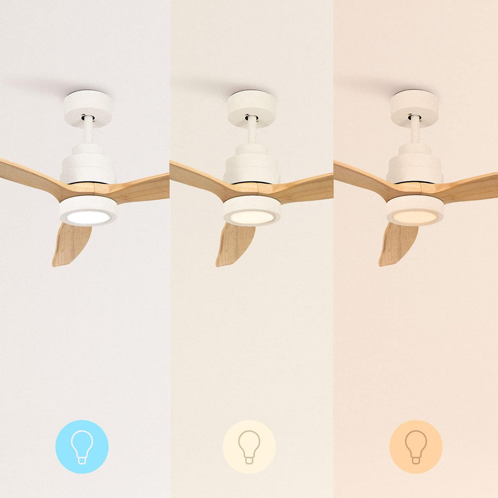 WINDSTYLANCE NATURAL WOOD, Ventilateur de plafond avec lumière, Wifi et télécommande, 6 vitesses