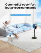 Smart Ventilateur sur Pied 25dB Silencieux, avec Télécommande, 6 Modes, 8 Vitesses, Compatible avec Alexa