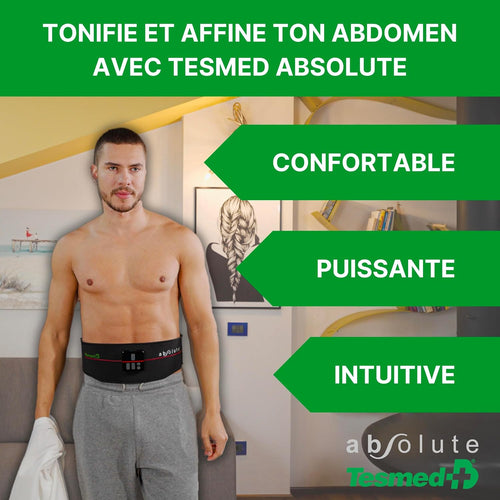 Absolute Ceinture Abdominale, electrostimulateur Musculaire Bado centraux et latéraux, Rechargeable