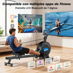Rameur Musculation d'Appartement, Rameur à Double Rails, App et Écran LED