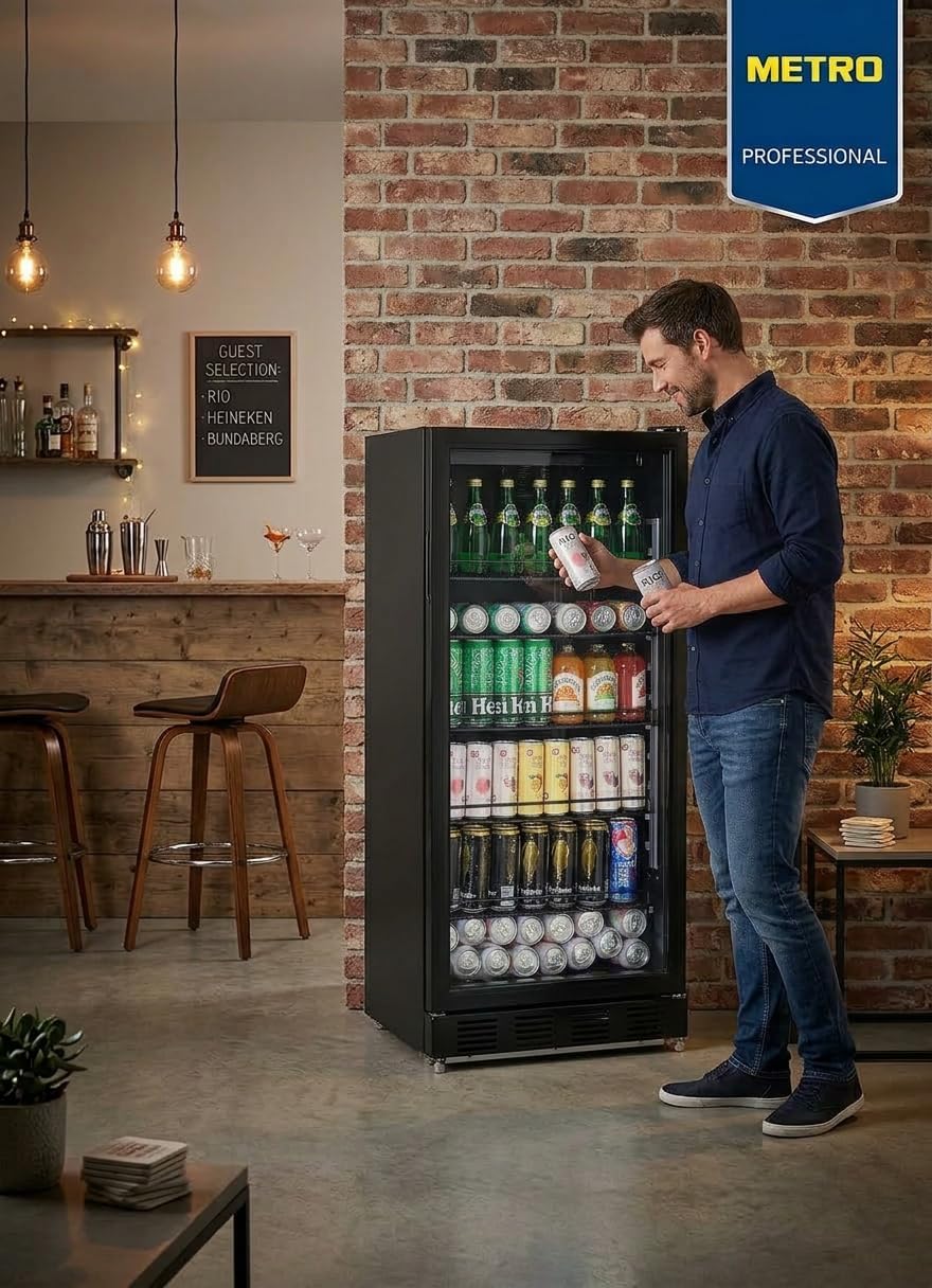 Professional Réfrigérateur à Boissons GSC4240B, Métal/Verre, 237 L, Refroidissement Statique, avec Serrure
