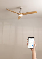 WINDSTYLANCE NATURAL WOOD, Ventilateur de plafond avec lumière, Wifi et télécommande, 6 vitesses