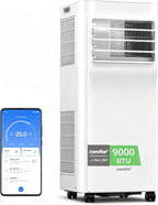 Climatiseur Mobile 9000 BTU/h 2,6kW, Contrôle APP, 3 Modes, 3 Vitesses de ventilation