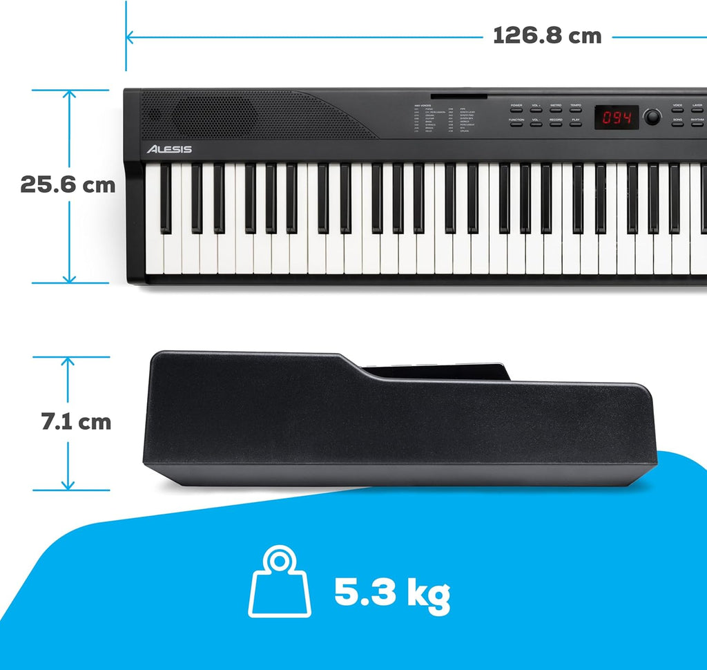 Piano Numérique 88 Touches avec 480 Sons, Haut-Parleurs, Sac de Transport, Support, Casque
