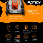 Tondeuse à Gazon sans Fil 40V (2x20V) E2RM43 Set Batteries et Chargeur - Hauteur De Coupe Variable