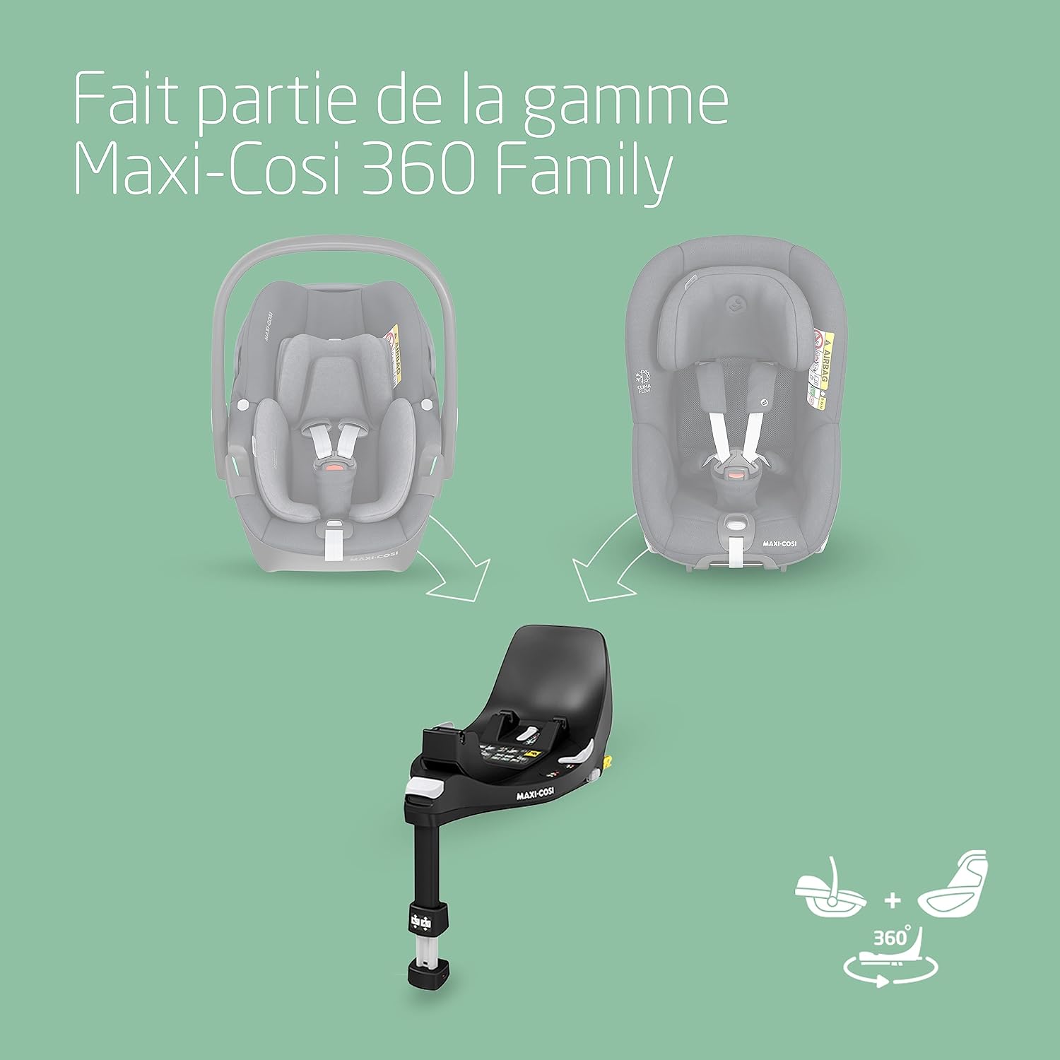 FamilyFix 360 i-Size, Base de Siège-auto pivotant, ISOFIX, Verrouillage rotation TravelSafe