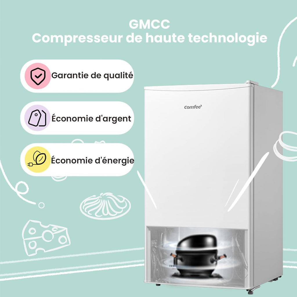 RCD93WH2(E) Réfrigérateur à une porte, 93 L, Contrôle de la température, Silencieux