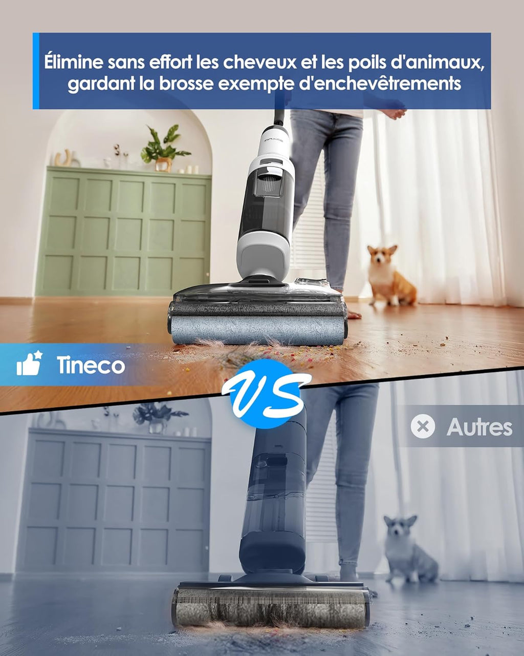 Floor One Stretch S6 Aspirateur Laveur, portée à Plat 180°, Nettoyage Deux Bords