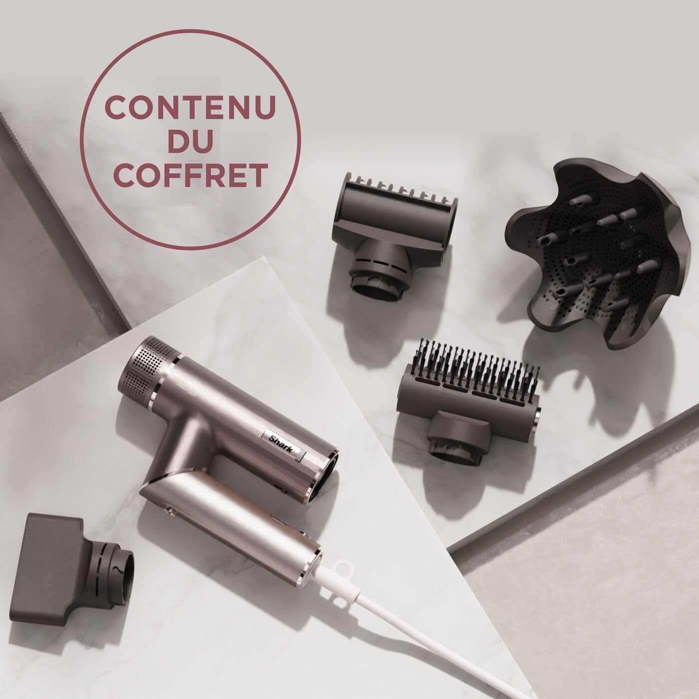Sèche-cheveux ionique portable SpeedStyle Pro Flex : HD542EU, livré avec 4 accessoires de coiffage, technologie ionique négative