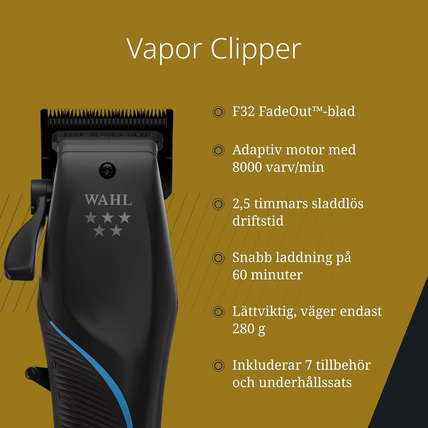 Tondeuse lithium-ion en acier inoxydable Gold Express 18 carats