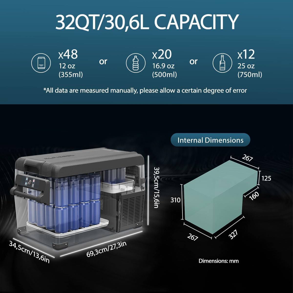Glacière portable NCF35 30,6 L / Mini congélateur de camping pour voiture, plage de température -20 à 20 °C