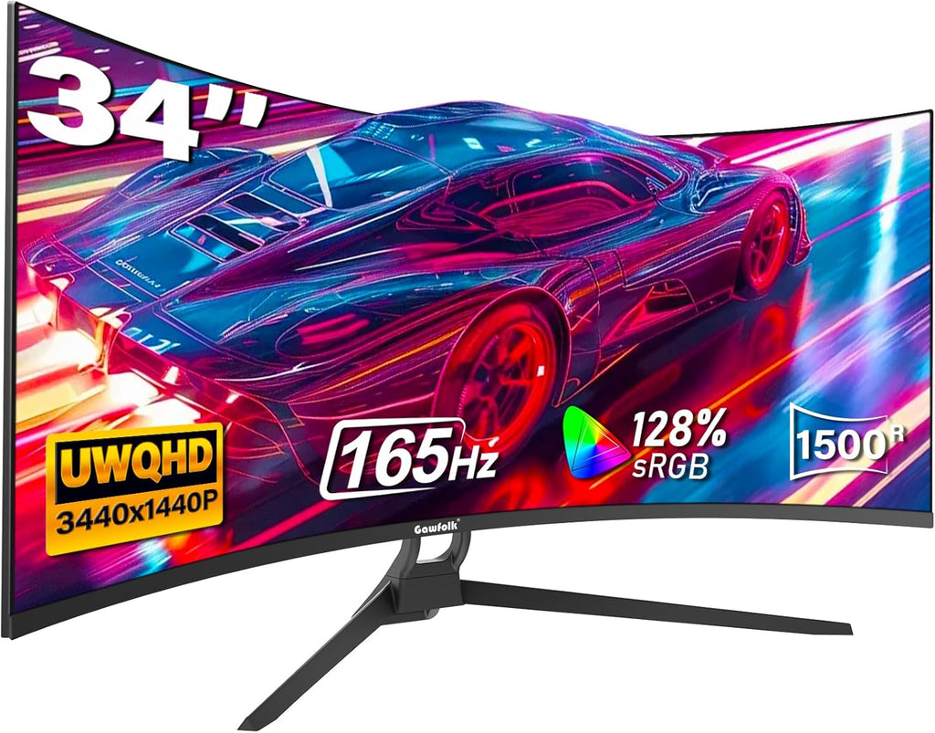 Écran PC Incurvé 34 Pouces, Moniteur Gaming 1500R 165Hz, Ecran PC UHD 4K 3840x2160