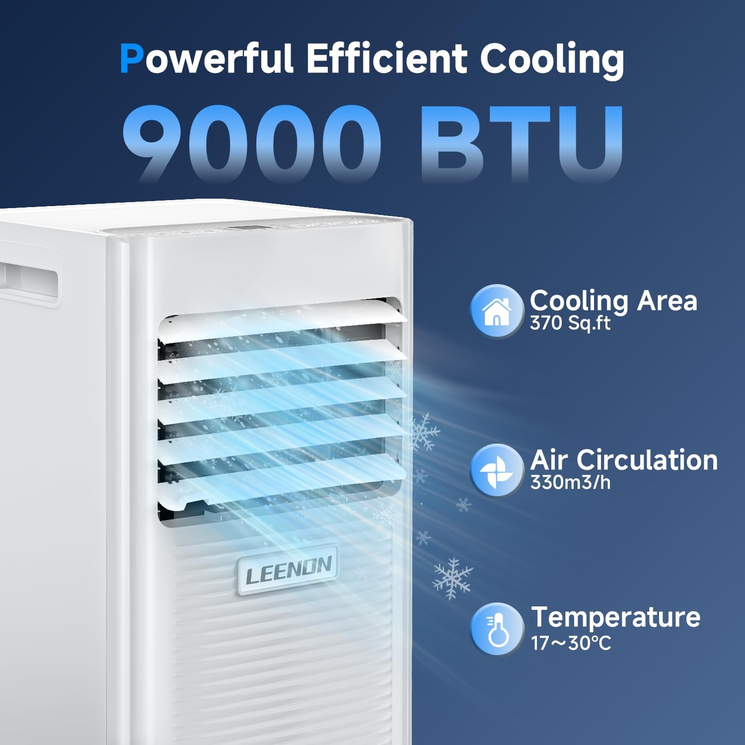 Climatiseur Mobile 9000 BTU, 4 en 1 avec Déshumidificateur et Mode Sommeil, Kit Fenêtre Fourni