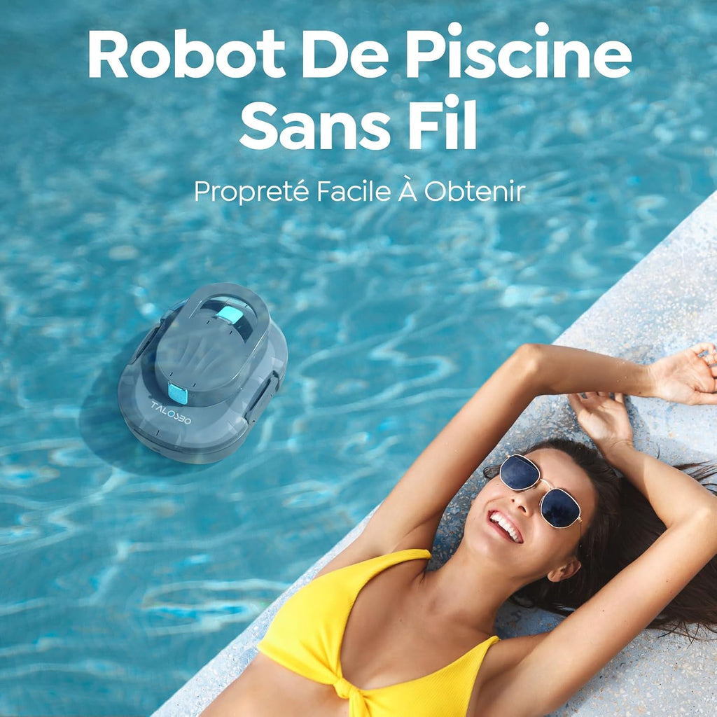 Pleco S1 Robot Piscine sans Fil, 80 Min d'Autonomie, Double Moteur Aspirateur Piscine Hors Sol