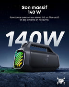 Boom 2 Plus Enceinte Bluetooth puissante, 140W, 2+2 canaux stéréo, BassUp 2.0, IPX7