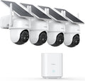 2K Camera Surveillance WiFi Exterieure Sans Fil Solaire, Kit de 4 Caméras & aosuBase
