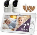 BM01 Babyphone - 2 Caméras 1080P, 7″ Écran Divisé, Moniteur Bébé sans WiFi, PTZ à Distance