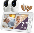 BM01 Babyphone - 2 Caméras 1080P, 7″ Écran Divisé, Moniteur Bébé sans WiFi, PTZ à Distance