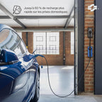 Chargeur réglable pour véhicules électriques avec affichage numérique contrôlable, câble de charge Schuko Type 2, 3,7 kW