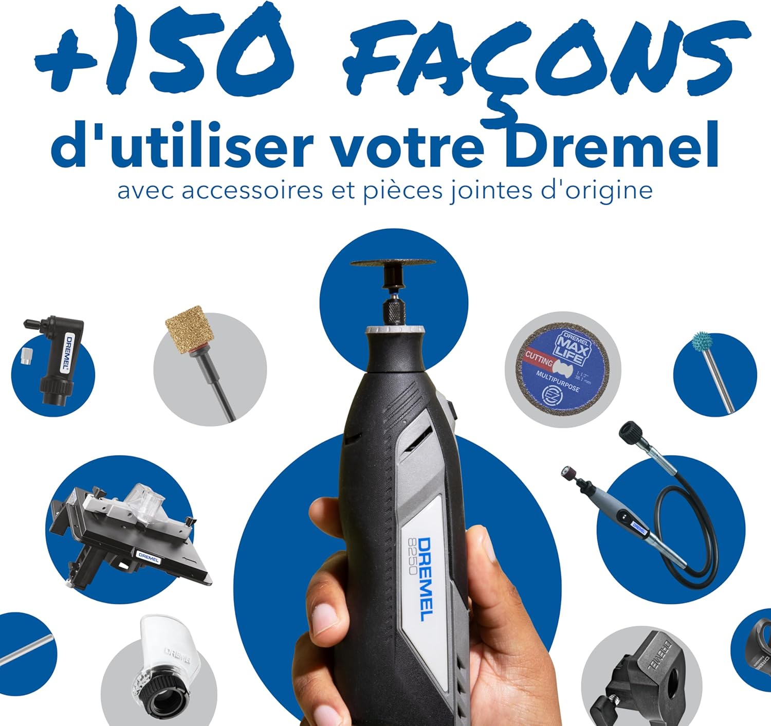 8250 Outil rotatif sans fil 12 V 5 000-30 000 tr/min Kit d'outils multifonctions sans balais avec boîte Dremel