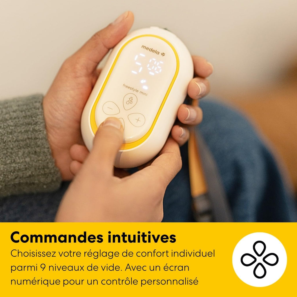 Tire-lait double électrique Freestyle Mini Hands-Free avec collecteurs mains libres et batterie rechargeable