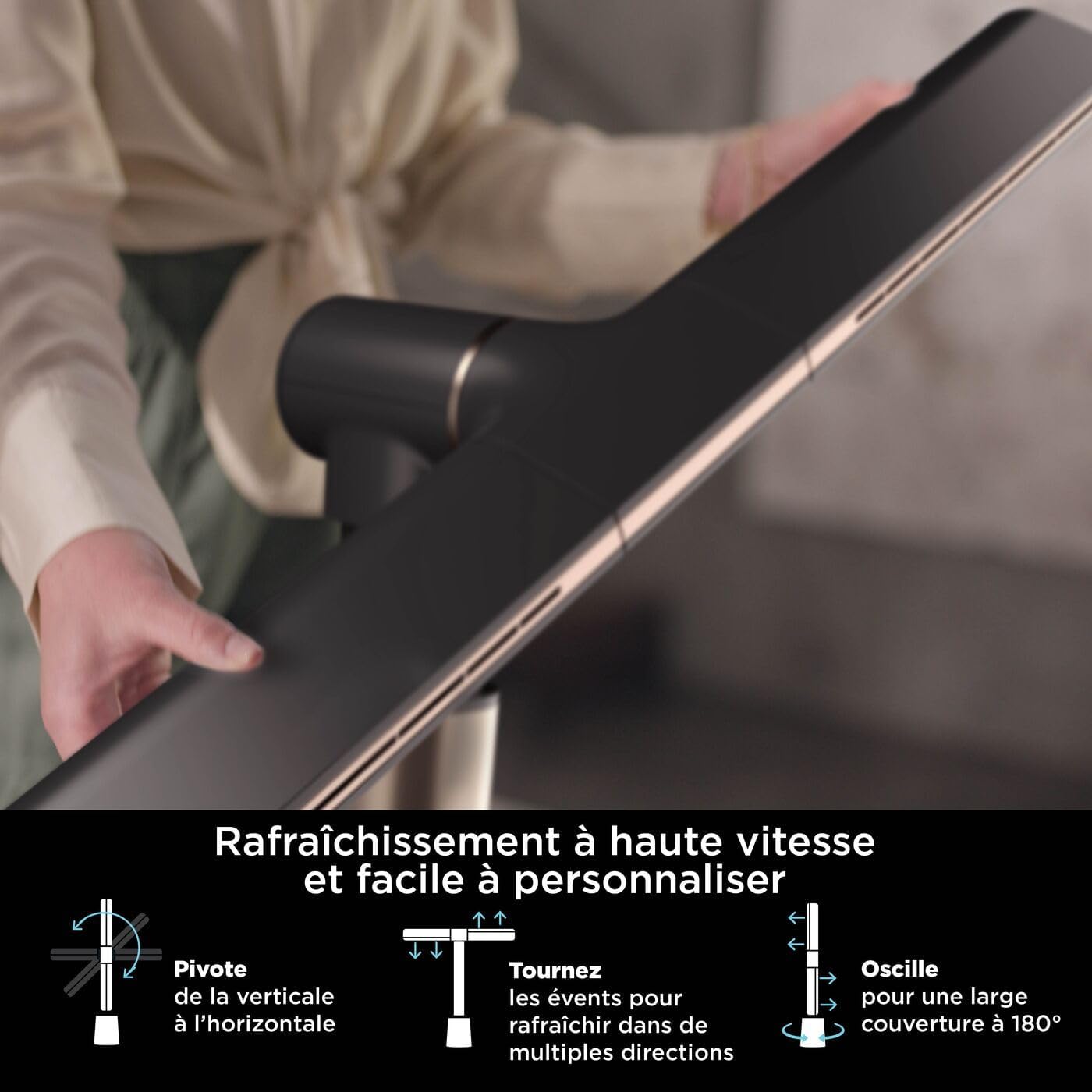 TurboBlade Ventilateur colonne sans pale, Discret, 10 vitesses, 180°, TF200SEU