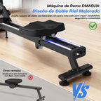 Rameur Musculation d'Appartement, Rameur à Double Rails, App et Écran LED