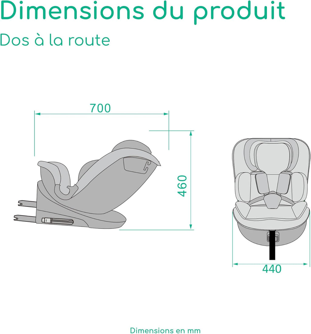 RevolveFix 360 i-Size, Siège Auto Pivotant 360, Siège Auto ISOFIX, Top Tether, 6 Positions Inclinaison