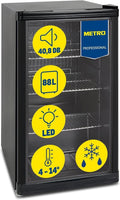 Professional Réfrigérateur à boissons GPC1088, métal/verre, 88 L, réfrigération statique