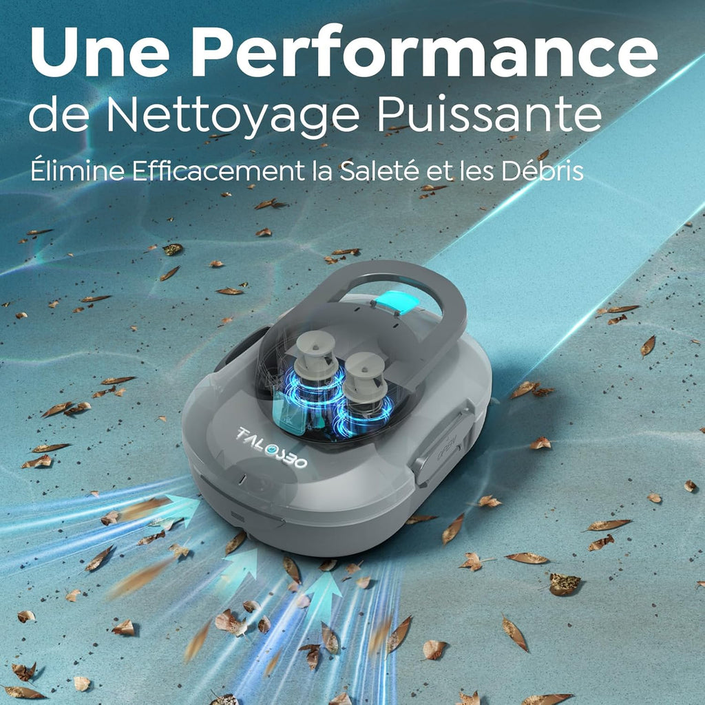 Pleco S1 Robot Piscine sans Fil, 80 Min d'Autonomie, Double Moteur Aspirateur Piscine Hors Sol
