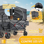 Chariot de transport pliable avec toit, compartiment isotherme et stores latéraux