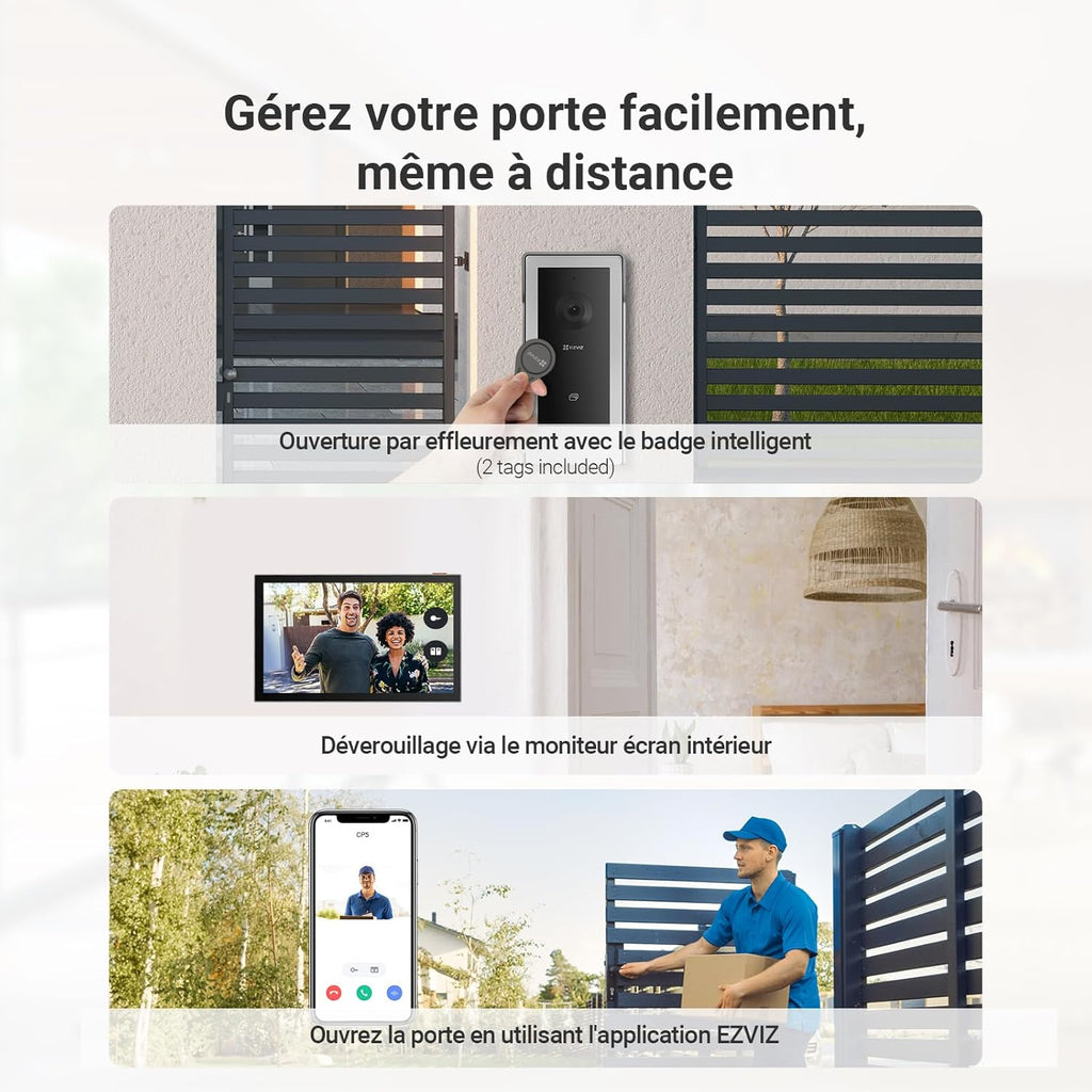 CP5 Visiophone connecté WiFi, Résolution 1080P, Moniteur Tactile Couleur 7", Audio Bidirectionnel