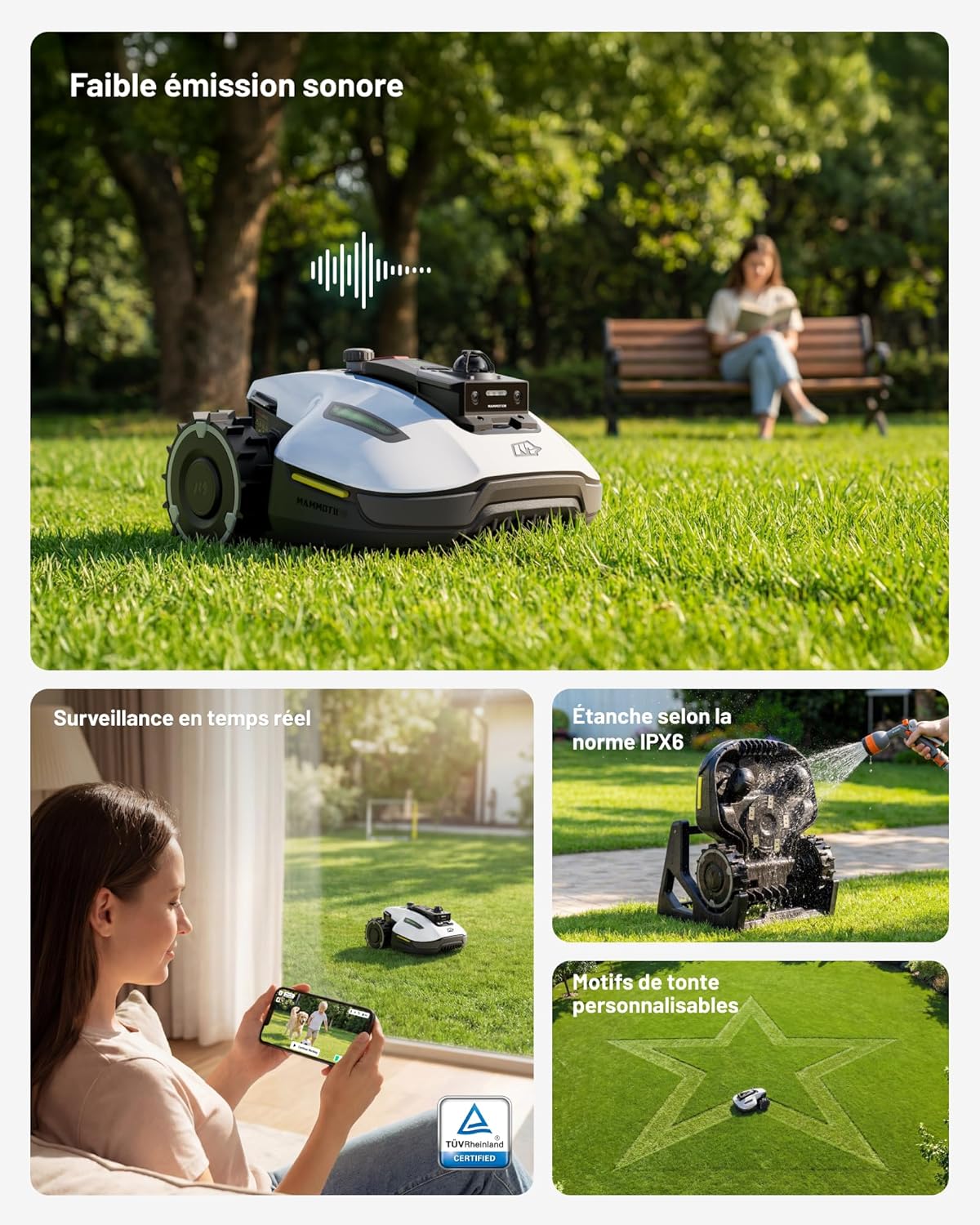 YUKA Mini 2 800 LiDAR Robot Tondeuse sans Fil Périmétrique - caméra avec Pilotage par IA