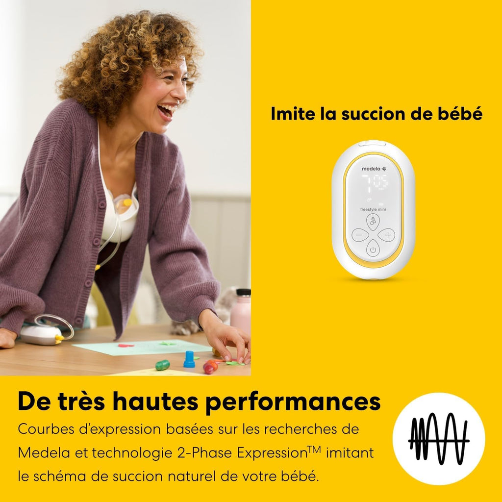 Tire-lait double électrique Freestyle Mini Hands-Free avec collecteurs mains libres et batterie rechargeable