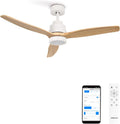 WINDSTYLANCE NATURAL WOOD, Ventilateur de plafond avec lumière, Wifi et télécommande, 6 vitesses