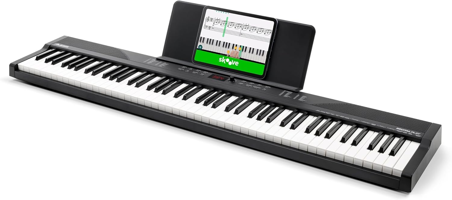 Piano Numérique 88 Touches avec 480 Sons, Haut-Parleurs, Sac de Transport, Support, Casque