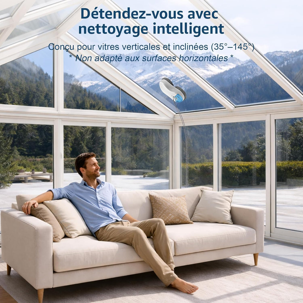 S55 Pro Robot Nettoyeur de Vitres 6500Pa, Robot Laveur Vitre avec Patins 3D Flottants, Pulvérisation HydroJet