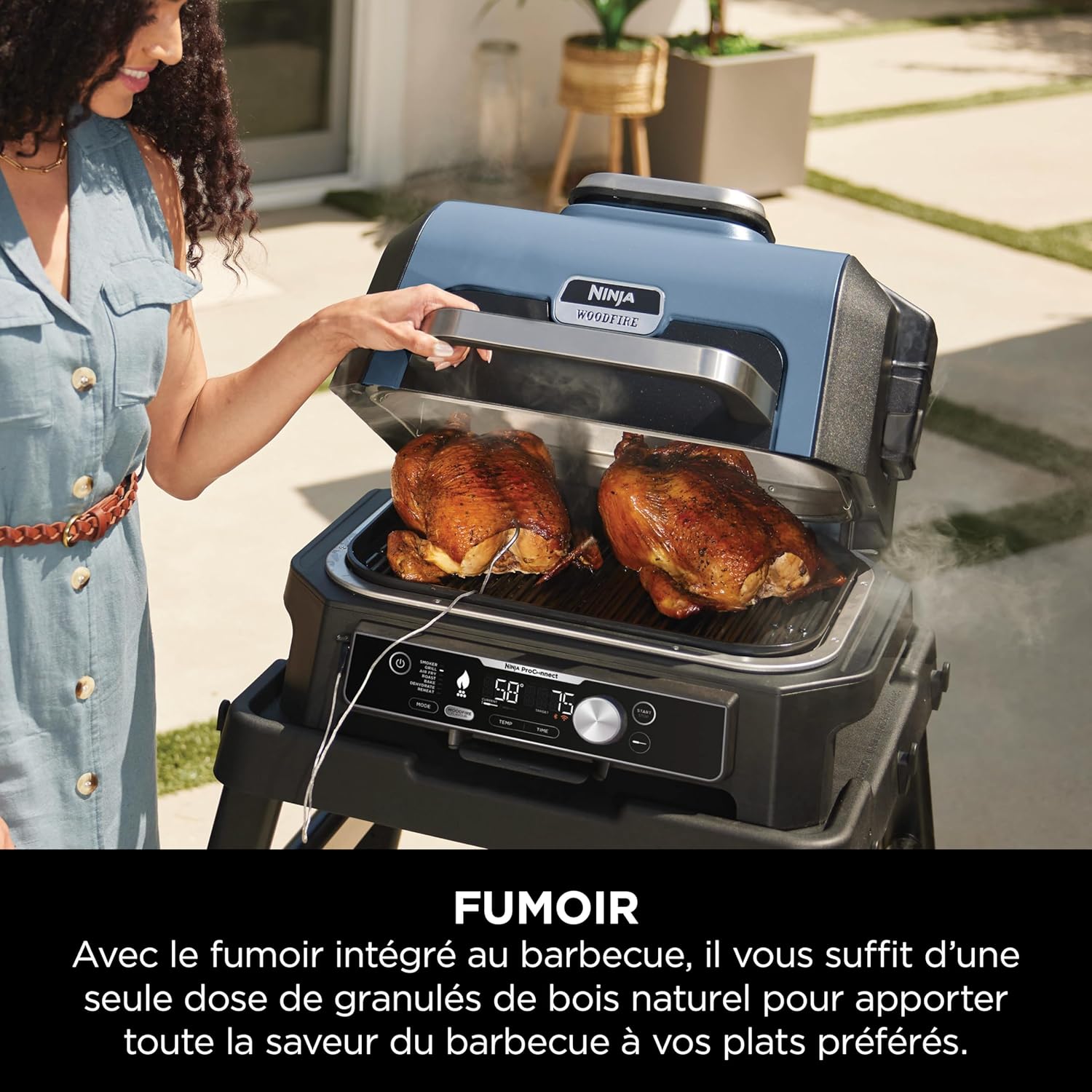 Woodfire Pro Connect XL Barbecue Électrique & Fumoir avec Contrôle d'Application, 7-en-1, OG901EUAMZ