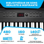 Piano Numérique 88 Touches avec 480 Sons, Haut-Parleurs, Sac de Transport, Support, Casque