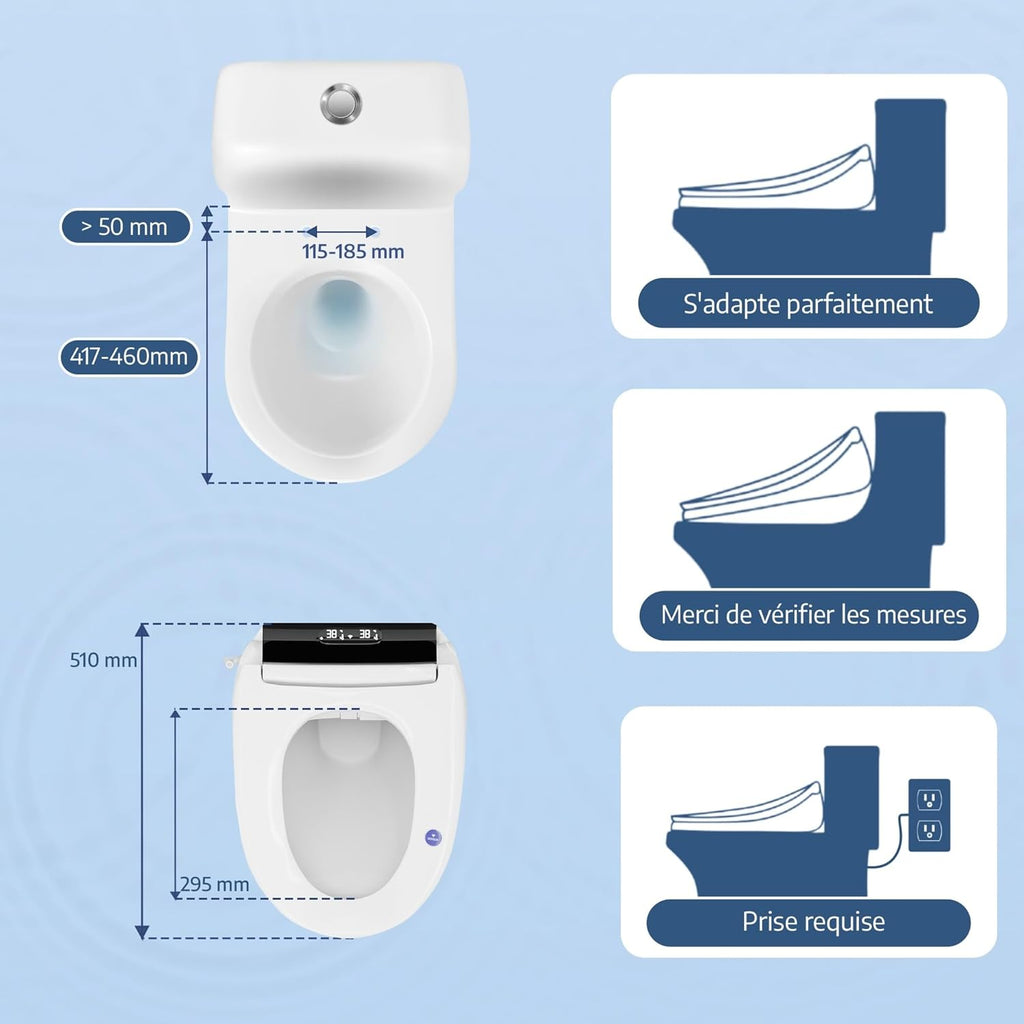 Abattant WC Japonais Electrique Lavant Séchant avec Chauffante et Innovante, Bidet WC eau chaude