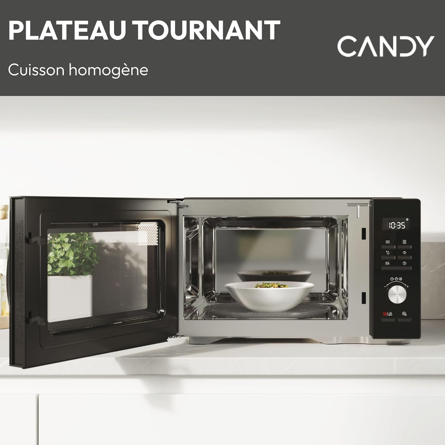 Essenza CMWA32EDLB Four Micro-ondes 1000W 32L Digital, Fonction Décongélation et Nettoyage Auto