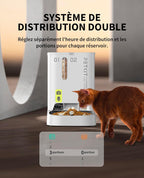 Distributeur automatique de nourriture pour chats avec caméra HD 1080p et connectivité WiFi