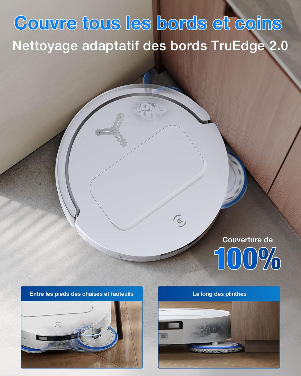 DEEBOT T50 Omni Gen3 Aspirateur Robot Laveur, 25 000 Pa, Brosse/Patin Extensibles