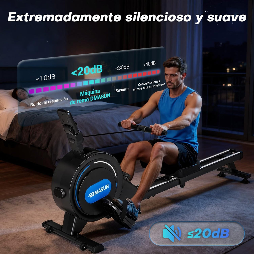 Rameur Musculation d'Appartement, Rameur à Double Rails, App et Écran LED