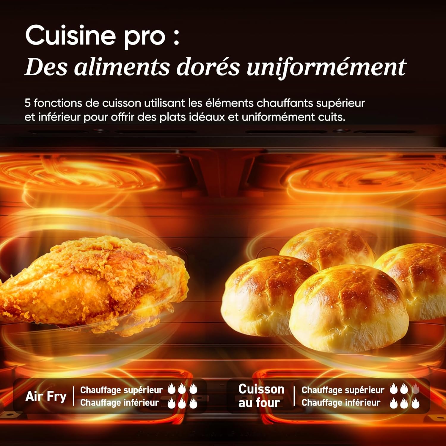 Air Fryer 10L Twinfry, Friteuse sans Huile Double Résistance, 5-en-1, Noir