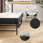 Lit Pliant 1 Personne 90x200 cm avec Matelas et 4 roulettes, Noir